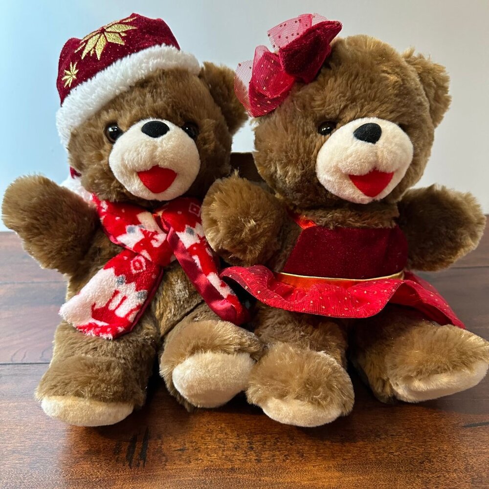 Pair of Snowflake Teddy Holiday Plush Set - Festive Bears 2020